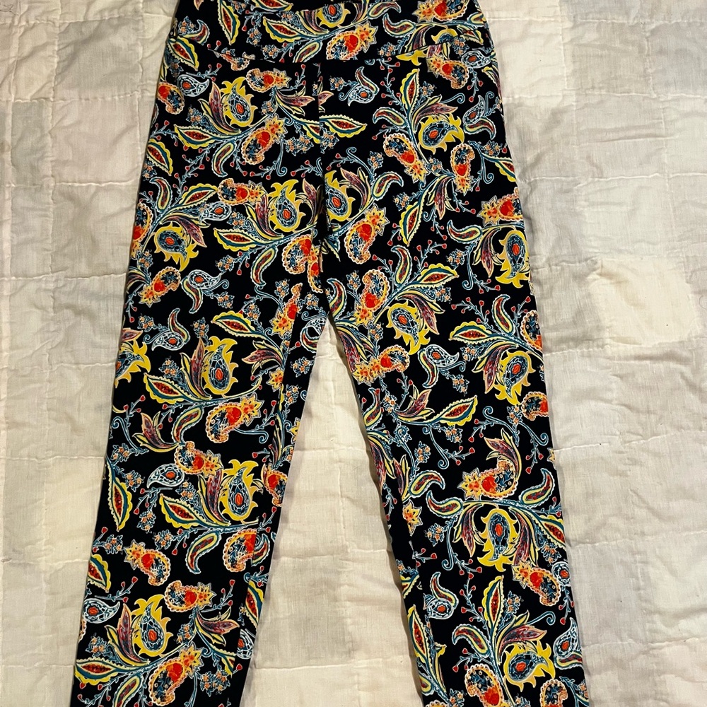 Zac & Rachel Paisley Print Pants - Black, Yellow, Red